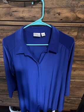 Women with Control Royal Blue Collared Tunic Top